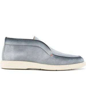 Santoni Calf Leather Suede Loafers - Grey