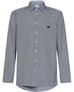 Etro Cotton Shirt With Stripes - Blue