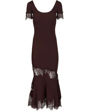 Self-Portrait Ribbed Midi Dress - Purple