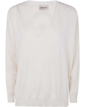 Gentry Portofino Knit Sweater V Neck - White