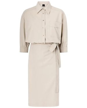 Pinko A Shirt-Style Bodice Midi Dress - Natural