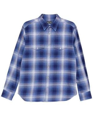 Tom Ford Cotton Checked Shirt - Blue