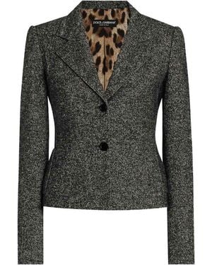 Dolce & Gabbana Single-Breasted Wool-Blend Blazer - Black