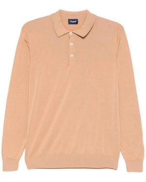 Drumohr Long Sleeve Logo Polo - Natural