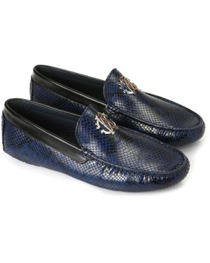 Roberto Cavalli Python Leather Loafers - Blue