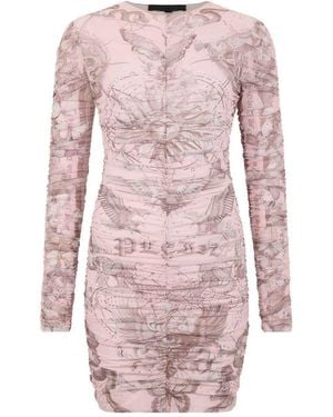 Philipp Plein Wrinkled Mini Dress Butterfly Tattoo - Pink