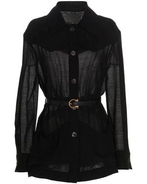 Ferragamo Semi-Transparent Wool Jacket - Black