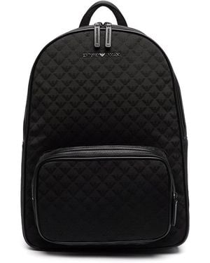 Emporio Armani Jacquard-Logo Zip-Around Backpack - Black