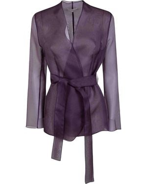 Antonelli Elia Organza Silk Belted Waist Coat - Purple