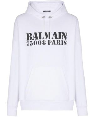 Balmain Hooded Sweatshirt And Logo - White
