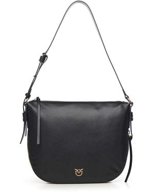 Pinko Leather Hobo Shoulder Bag - Black
