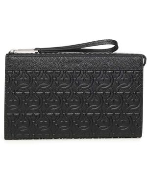 Ferragamo Gancini-Embossed Pouch - Black