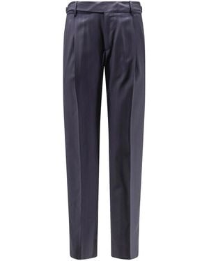 Dolce & Gabbana Virgin Wool Trousers With Pleats - Blue