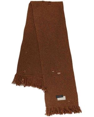 MM6 by Maison Martin Margiela Wool Mixed Scarf With Disinset Effect - Brown