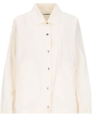 Jil Sander Single-Breasted Logo Jacket - White