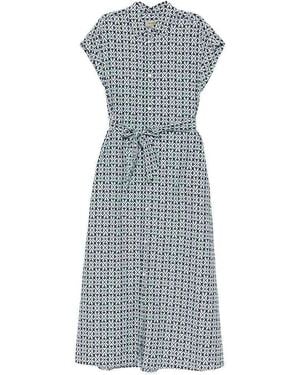 Woolrich Cotton Blend Chemisier Dress - Blue