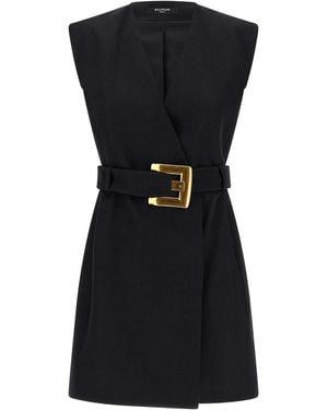Balmain Wrap Dress - Black