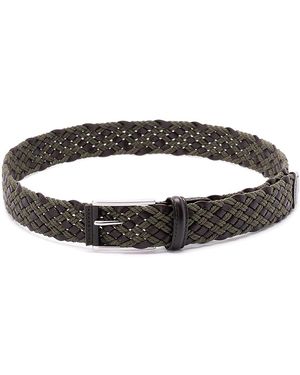 Anderson's Woven Cotton And Leather Belt - Brown