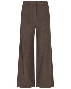 Low Classic Wool And Alpaca Blend Trousers - Brown