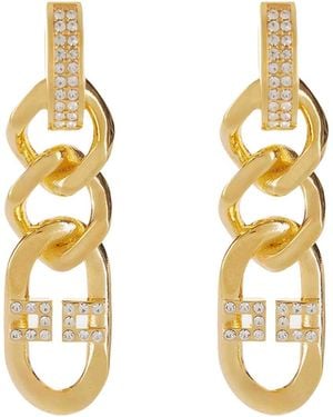 Elisabetta Franchi Logo Pendant Earrings - Metallic