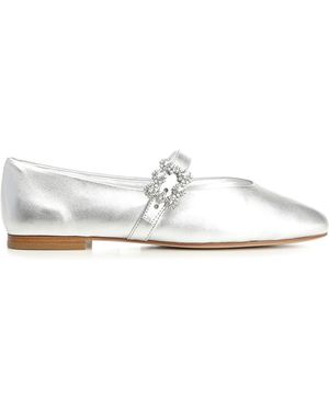 Roger Vivier Efflorescence Leather Strap Ballet Flats - White