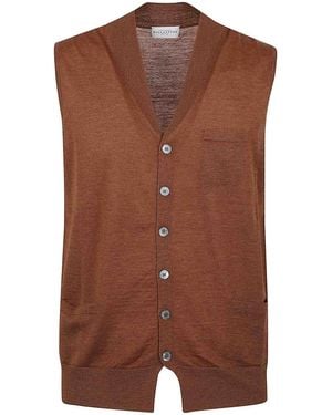 Ballantyne V Neck Gilet - Brown