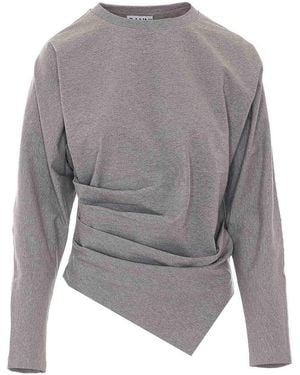 Ganni Heavy Draped Sweatshirt - Grey