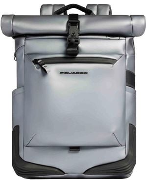 Piquadro Fabric Roll-Top Backpack - Gray