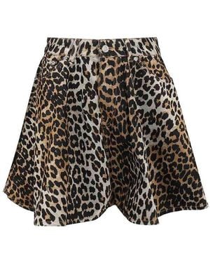 Ganni Leopard Print Miniskirt - Multicolour