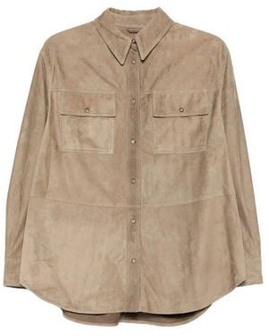 Brunello Cucinelli Leather Shirt - Natural