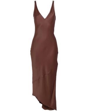 JW Anderson Satin Midi Dress With V-Neck And Bow Detail - Purple