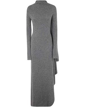 Ann Demeulemeester Zorka Long Asymmetric Draped Dress - Grey