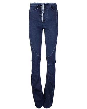 OTTOLINGER Raw-Edge Drape Denim Trousers - Blue