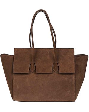 ROUNN Felice Flap Leather Tote Bag - Brown