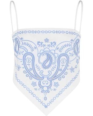 Self-Portrait Embroidered Top - Blue