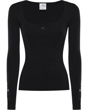 Courreges Heritage Ribbed Knit Top - Black