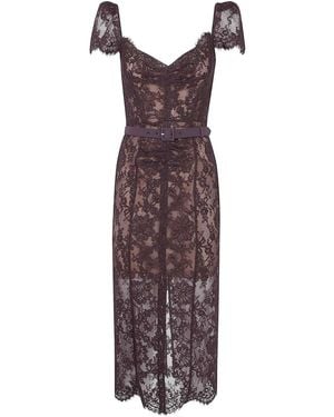 Self-Portrait Floral Lace Midi Dress - Purple