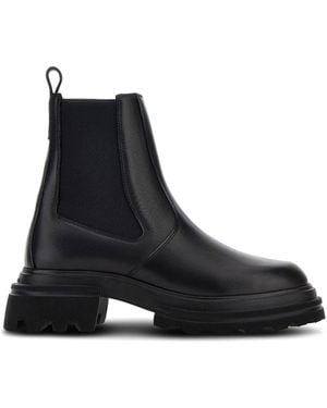 Hogan Mini Leather Chelsea Ankle Boots - Black