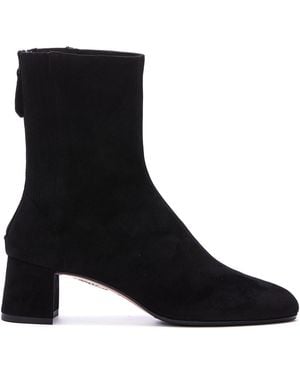 Aquazzura Suede Booties With Rear Zip - Black