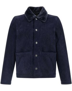Giorgio Brato Shearling Neck Overshirt - Blue