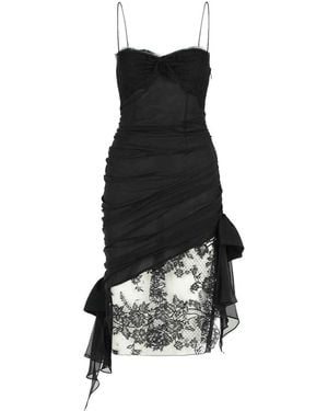 Alessandra Rich Silk Mini Dress - Black