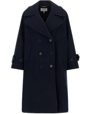 Chloé Double-Breasted Coat - Blue
