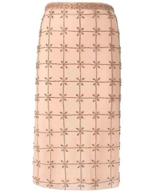 Pinko Crystal Embellished Skirt - Natural