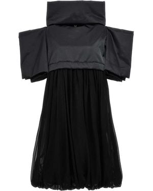 Comme des Garçons Sheer Overlay Structured Dress - Black