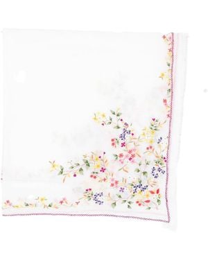 Faliero Sarti Sciarpa Bianca Con Ricami Floreali - Bianco