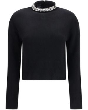 Pinko Wool Blend Jumper With Jewel Collar - Black
