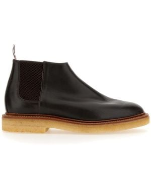 Thom Browne Calf Skin Crepe Sole Mid Top Chelsea Boot - Black