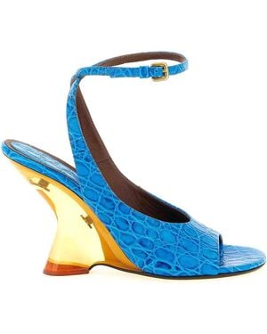 Dries Van Noten Embossed Leather Sandals - Blue