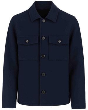 Jacob Cohen Wool Cashmere And Silk Shirt Jacket - Blue
