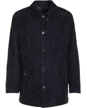 Brioni Leather Down Jacket - Blue